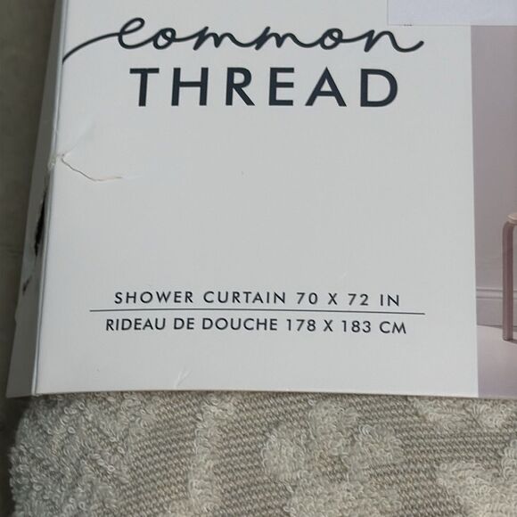 Common Thread shower curtain Farmhouse Texture 100%cotton Medallion Border NWT - Picture 4 of 8